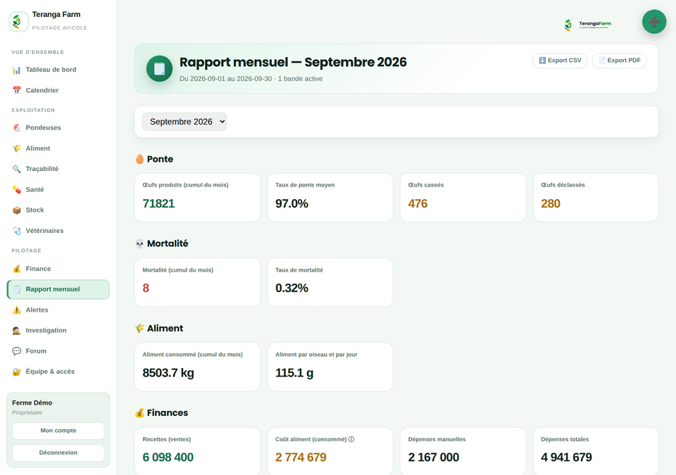 Traçabilité complète — capture de l'application
